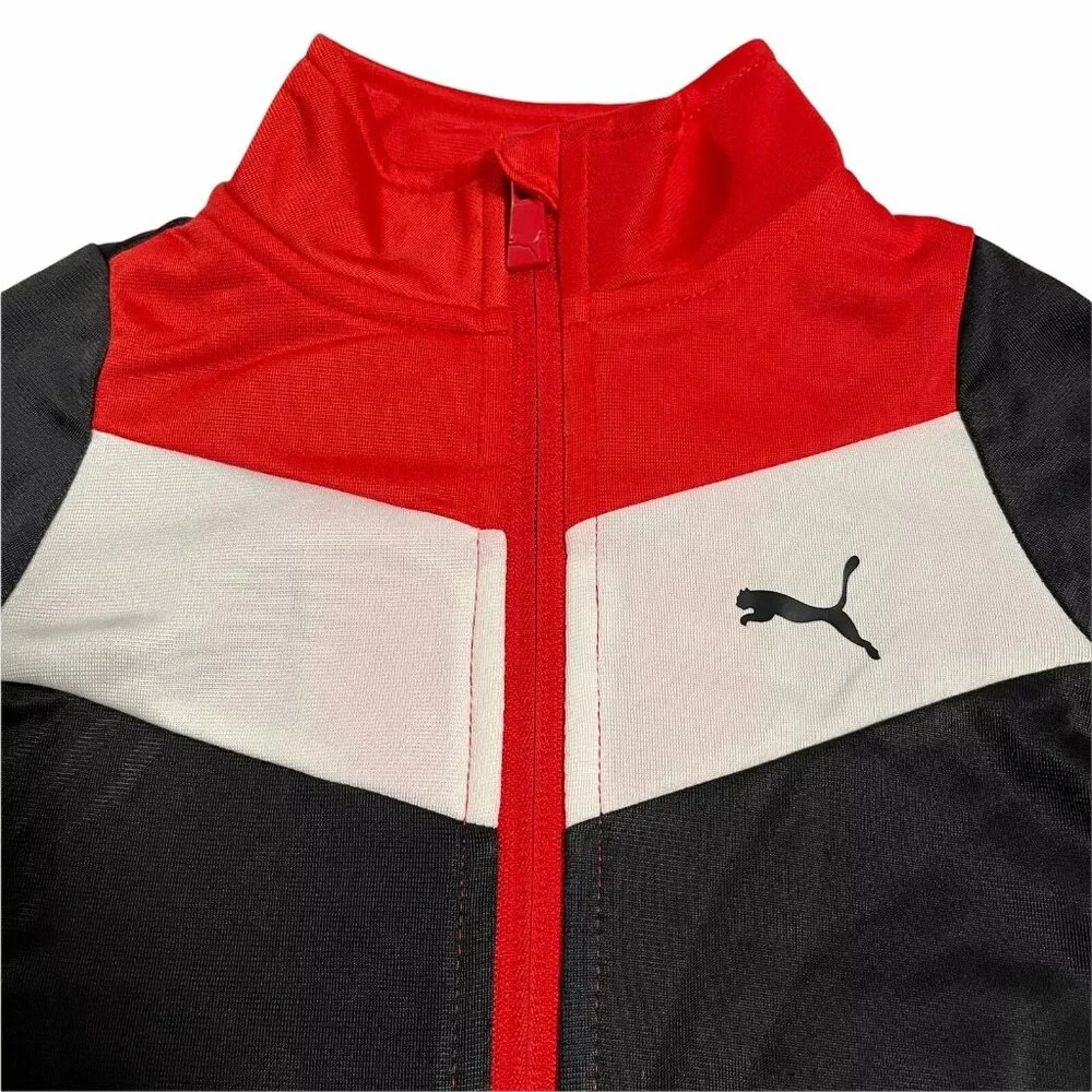 Puma‎ Baby Infant Boys Track Jacket & Joggers Outfit Set Sz 12 Months Black/ Red - Picture 3 of 13